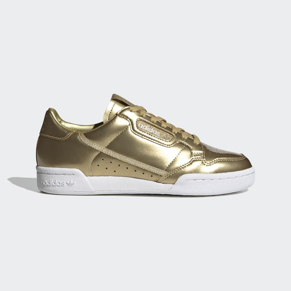 Adidas Women's Continental 80 Originals Shoes Gold Metal/Gold/White Ireland FW5475